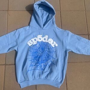 Spider Blue Hoodie with Web Design